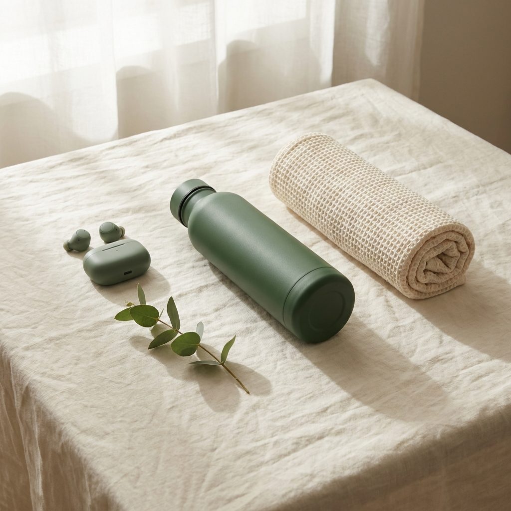 A premium flat-lay of wellness items